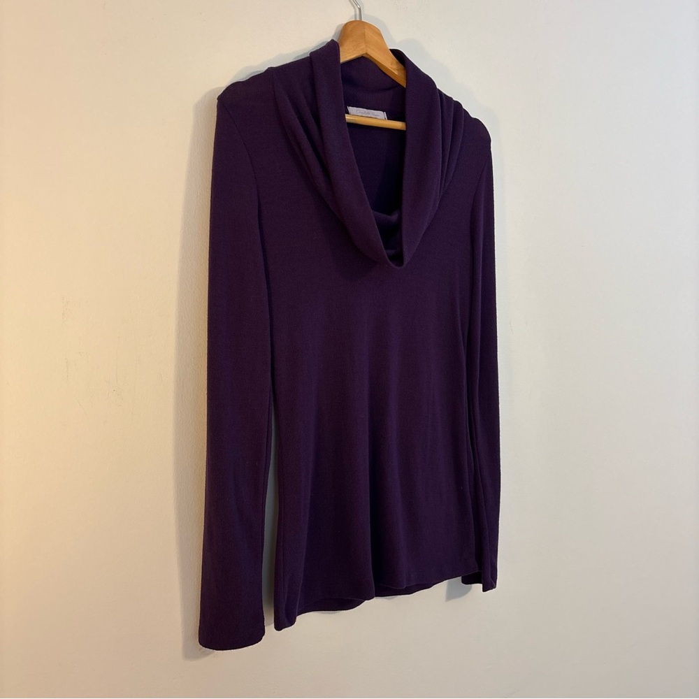 Charlotte Russe Purple Cowl Neck Stretch Top Size L - Picture 4 of 8
